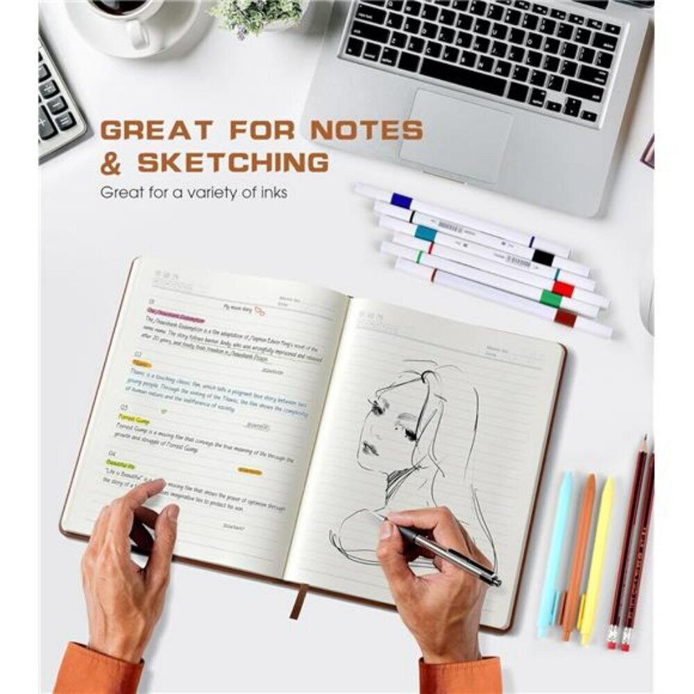 Leather Journal Notebook A4 Lined Hardcover Travel Business School Writing Gift - Picture 5 of 7